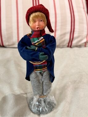 Winter Caroler Doll with Red Knit Hat